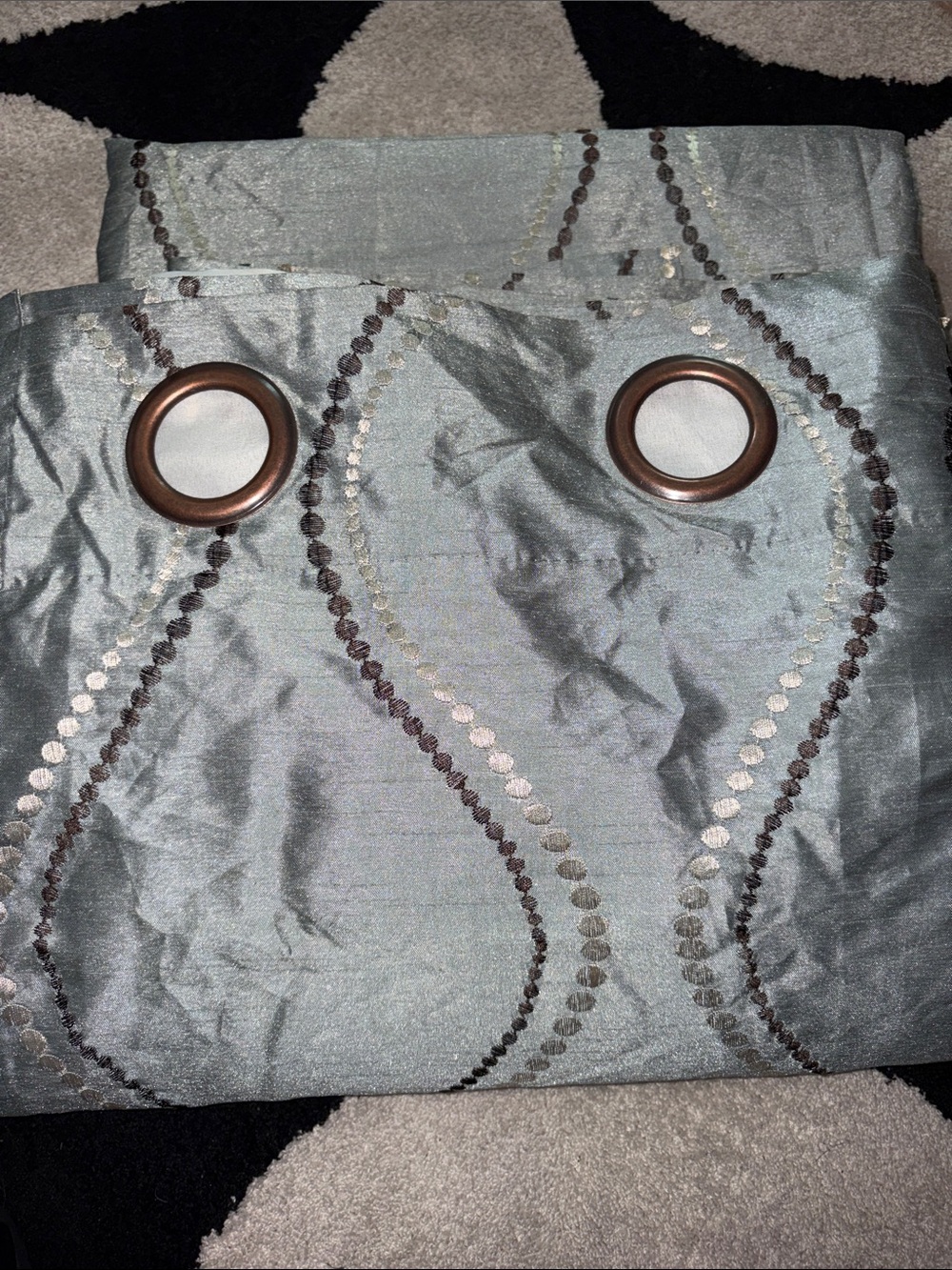 2 Light Teal Metallic Accent blackout curtains 53X84